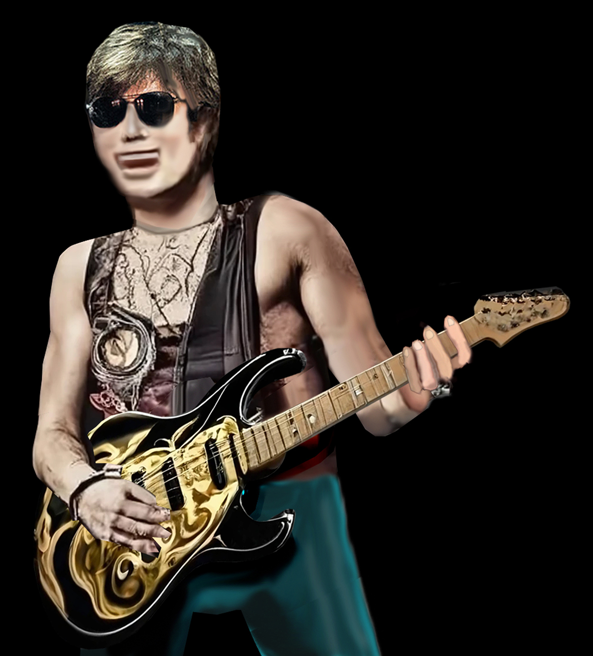 Figure playing a guitar