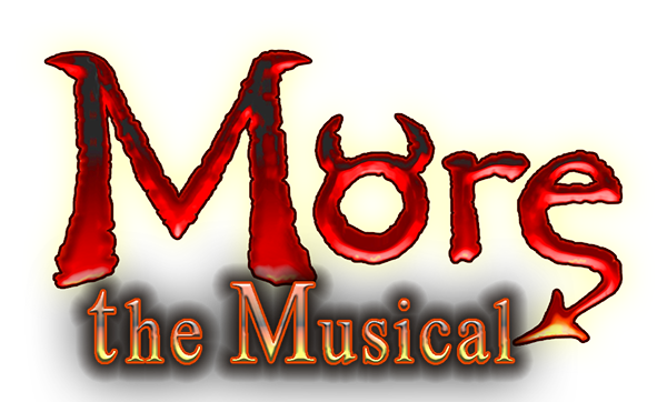 Stylized red and black text that reads More the Musical